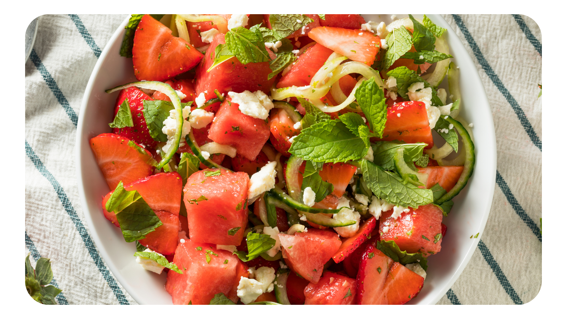 Watermelon and Passionfruit Salad with Purslane, Mexican Mint, and Armenian Cucumbers