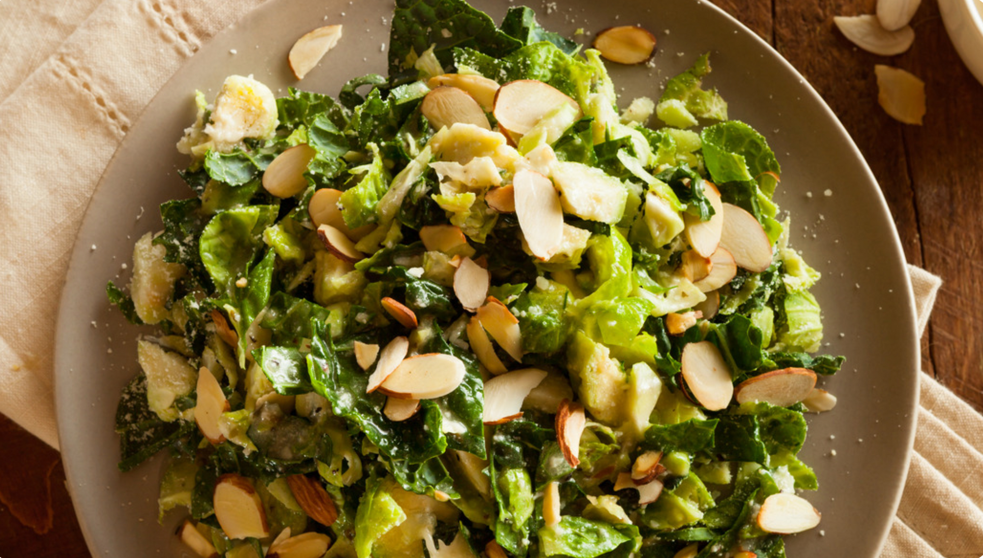 Almond-Crunch Brussels Sprouts and Mixed Greens Salad